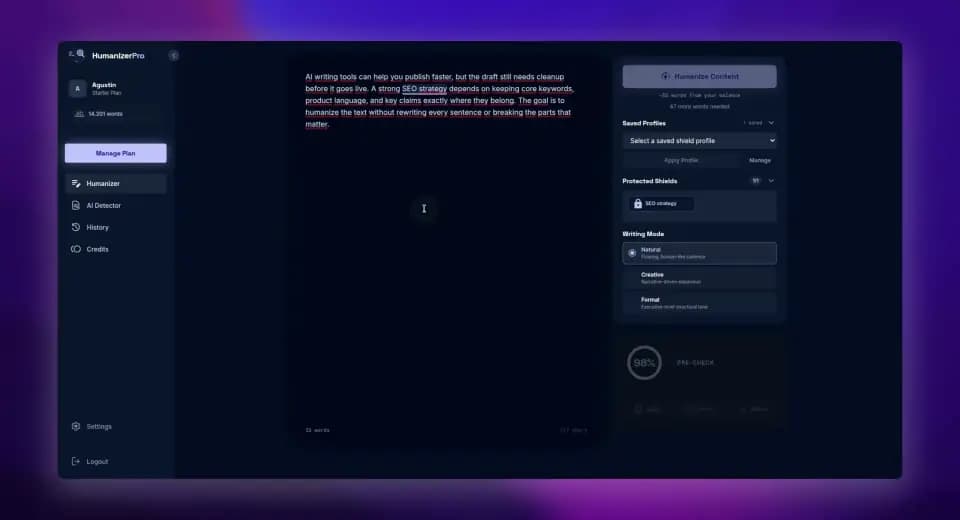 HumanizerPro product demo preview